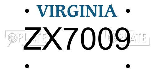 ZX7009 Virginia License Plate