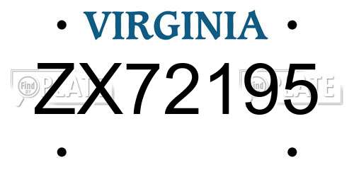 ZX72195 Virginia License Plate