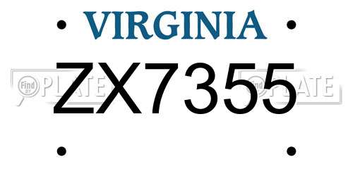 ZX7355 Virginia License Plate