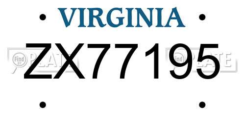 ZX77195 Virginia License Plate