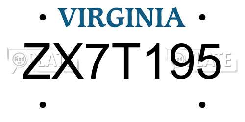 ZX7T195 Virginia License Plate