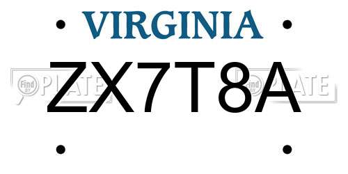 ZX7T8A Virginia License Plate