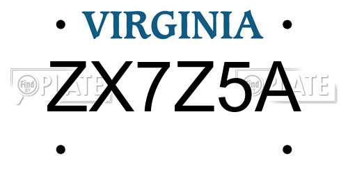 ZX7Z5A Virginia License Plate