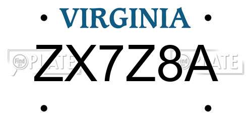 ZX7Z8A Virginia License Plate