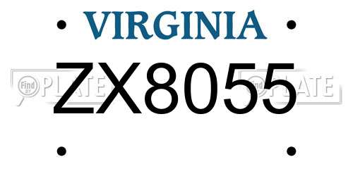 ZX8055 Virginia License Plate