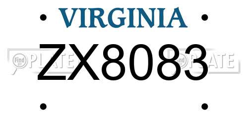 ZX8083 Virginia License Plate