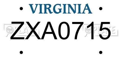 ZXA0715 Virginia License Plate