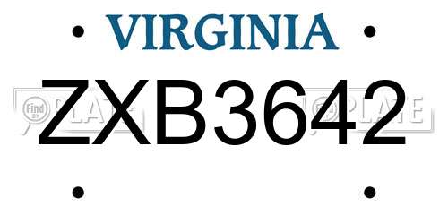 ZXB3642 Virginia License Plate