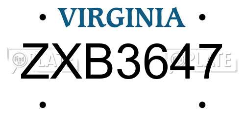 ZXB3647 Virginia License Plate