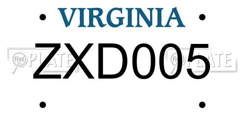 ZXD005 Virginia License Plate