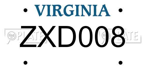 ZXD008 Virginia License Plate