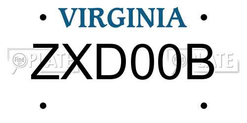 ZXD00B Virginia License Plate