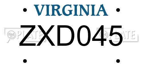 ZXD045 Virginia License Plate