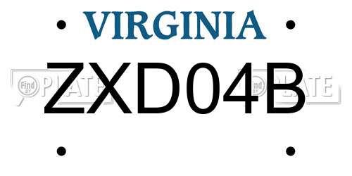 ZXD04B Virginia License Plate