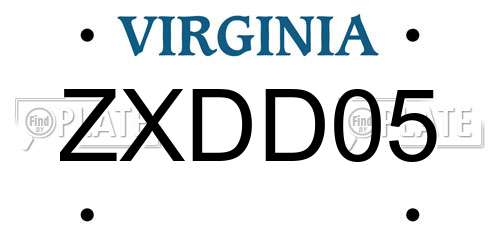 ZXDD05 Virginia License Plate