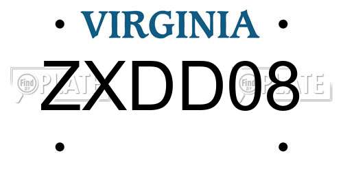 ZXDD08 Virginia License Plate