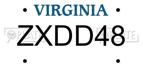 ZXDD48 Virginia License Plate