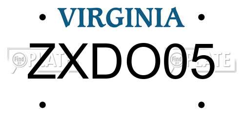 ZXDO05 Virginia License Plate