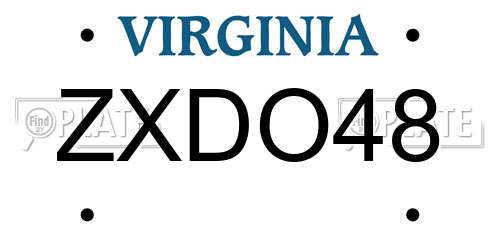 ZXDO48 Virginia License Plate