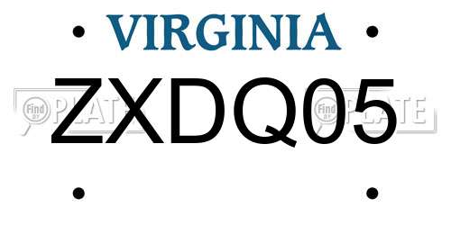 ZXDQ05 Virginia License Plate