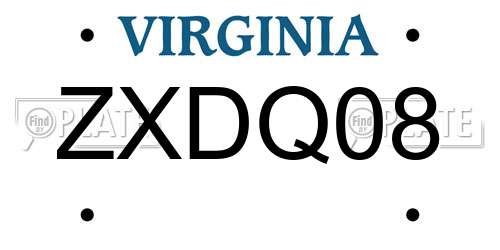 ZXDQ08 Virginia License Plate