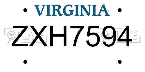 ZXH7594 Virginia License Plate