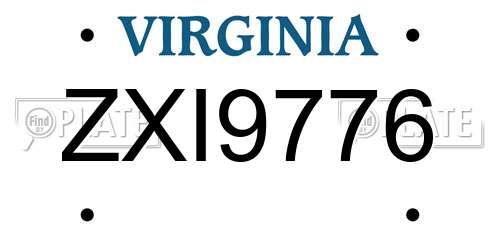 ZXI9776 Virginia License Plate