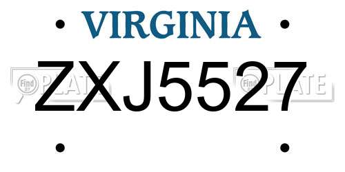 ZXJ5527 Virginia License Plate