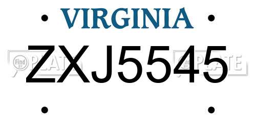 ZXJ5545 Virginia License Plate
