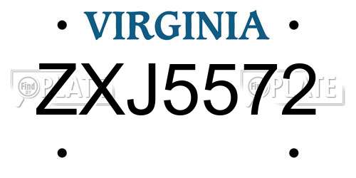 ZXJ5572 Virginia License Plate