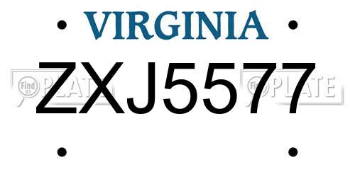 ZXJ5577 Virginia License Plate