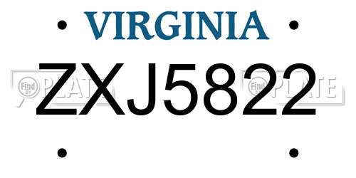 ZXJ5822 Virginia License Plate