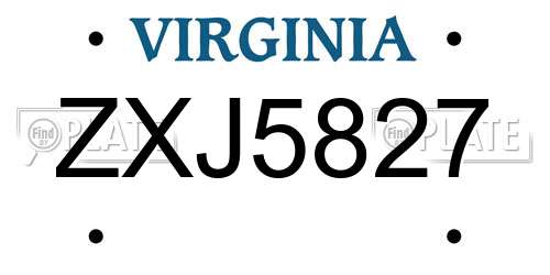 ZXJ5827 Virginia License Plate