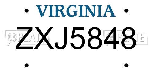 ZXJ5848 Virginia License Plate