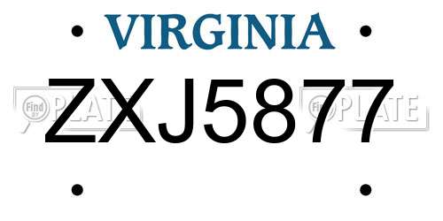 ZXJ5877 Virginia License Plate