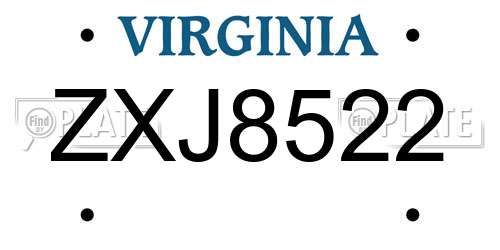 ZXJ8522 Virginia License Plate