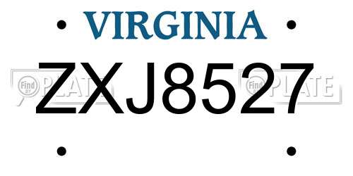 ZXJ8527 Virginia License Plate