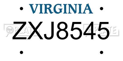 ZXJ8545 Virginia License Plate