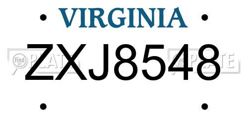 ZXJ8548 Virginia License Plate