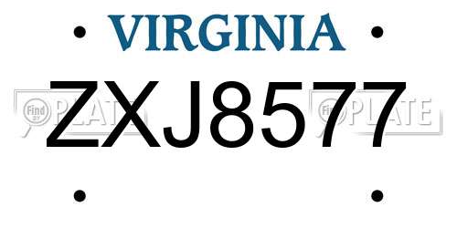 ZXJ8577 Virginia License Plate