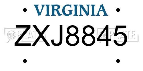 ZXJ8845 Virginia License Plate
