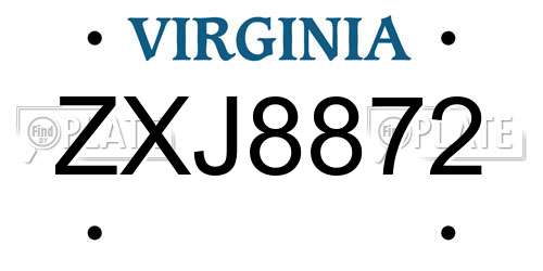 ZXJ8872 Virginia License Plate