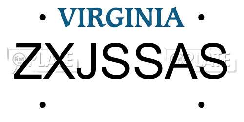 ZXJSSAS Virginia License Plate