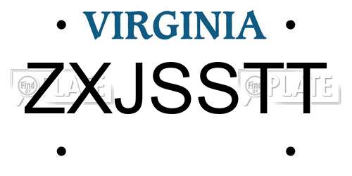 ZXJSSTT Virginia License Plate