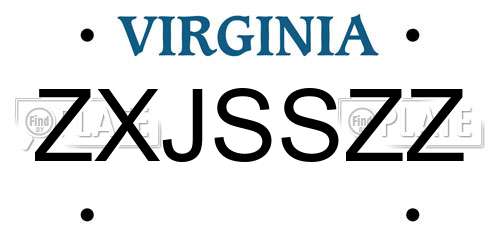 ZXJSSZZ Virginia License Plate