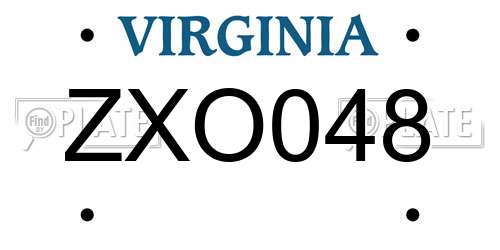 ZXO048 Virginia License Plate