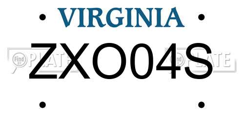 ZXO04S Virginia License Plate