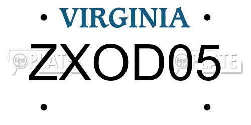 ZXOD05 Virginia License Plate