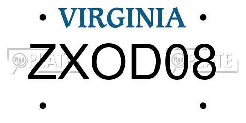 ZXOD08 Virginia License Plate