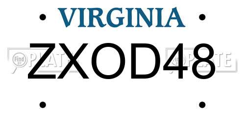 ZXOD48 Virginia License Plate